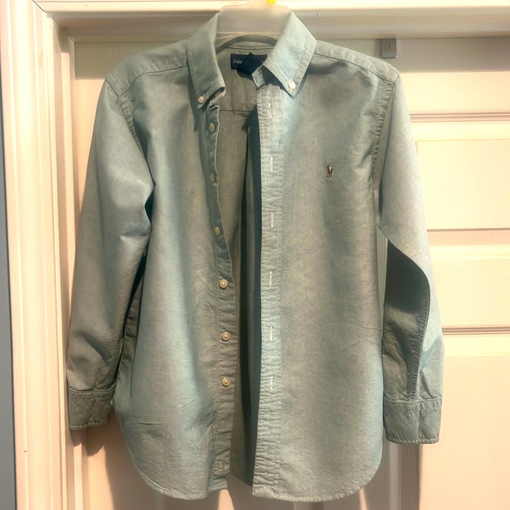 Ralph Lauren Polo boys green button-up shirt